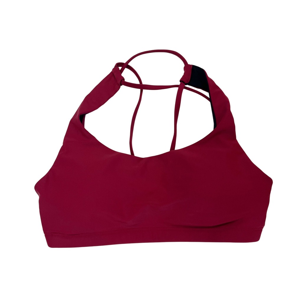 Onzie Flow Red Strappy Sports Bra Yoga Gym Workout Racerback Sz S/M Small Medium